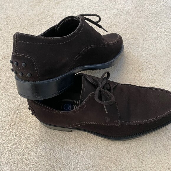 Tod\'s Lace-ups Mens shoes. Dark brown Suede. Size 6 main image 5